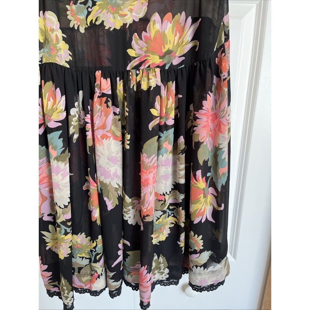 Maeve Anthropologie Violette Floral Chiffon Mini Dress Sheer Size S Sleeveless - Picture 6 of 11